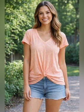 Matilda Jane Peach V-Neck Twist Front Top